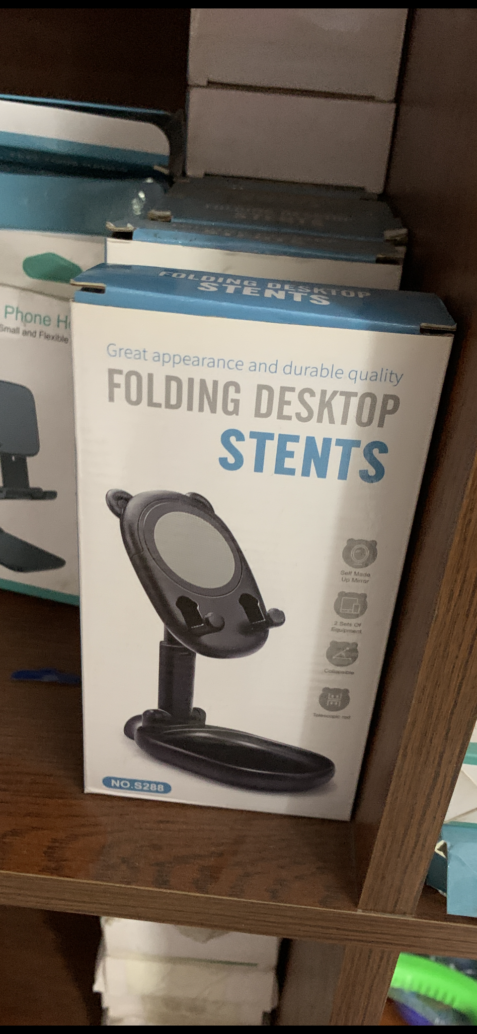 Folding Desktop Adjustable Phone Stand and With Mirror - BD Drop