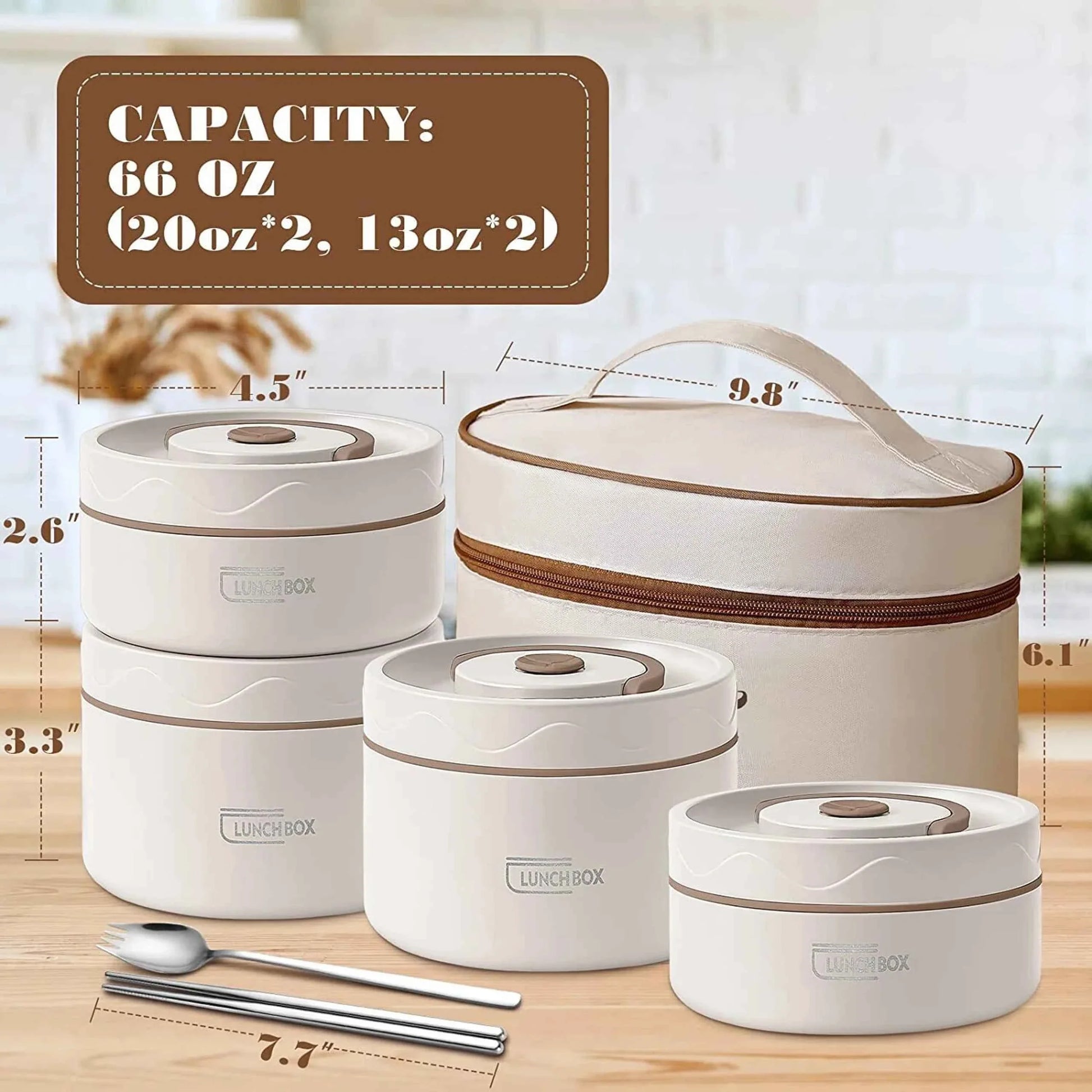 Stainless Steel Double-Laver Portable Hot Lunch Box with Lid and Thermal Bag - BD Drop