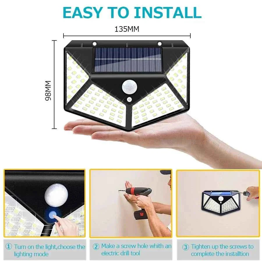 Waterproof Solar Sensor Wall Light with 100 LED - BD Drop
