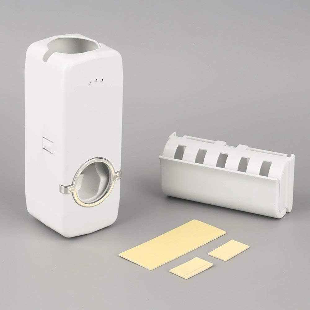 Automatic Toothpaste Dispenser Set with Toothbrush Holder and 5 Brush Holders for a Mess-Free Bathroom Experience - BD Drop