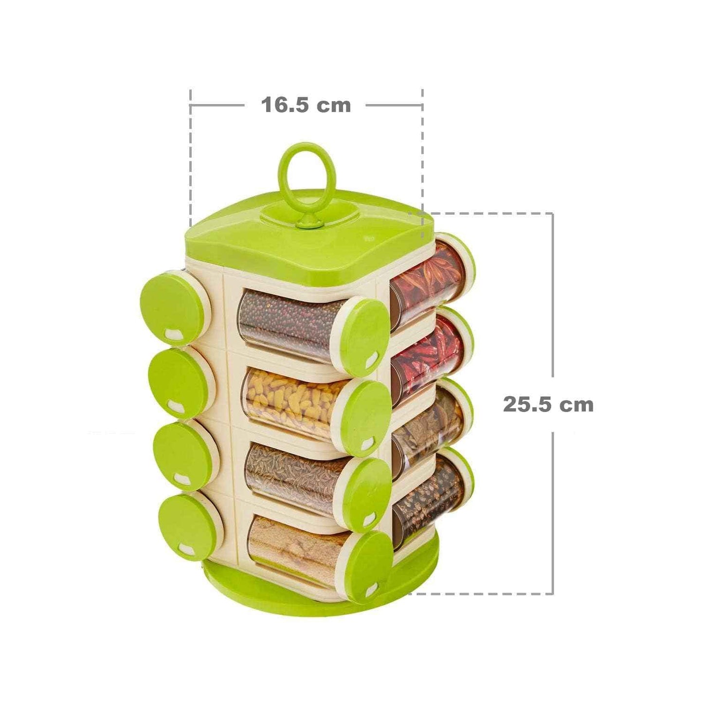 Premium 16-Piece Green Plastic Spice Rack Set For Kitchen - BD Drop