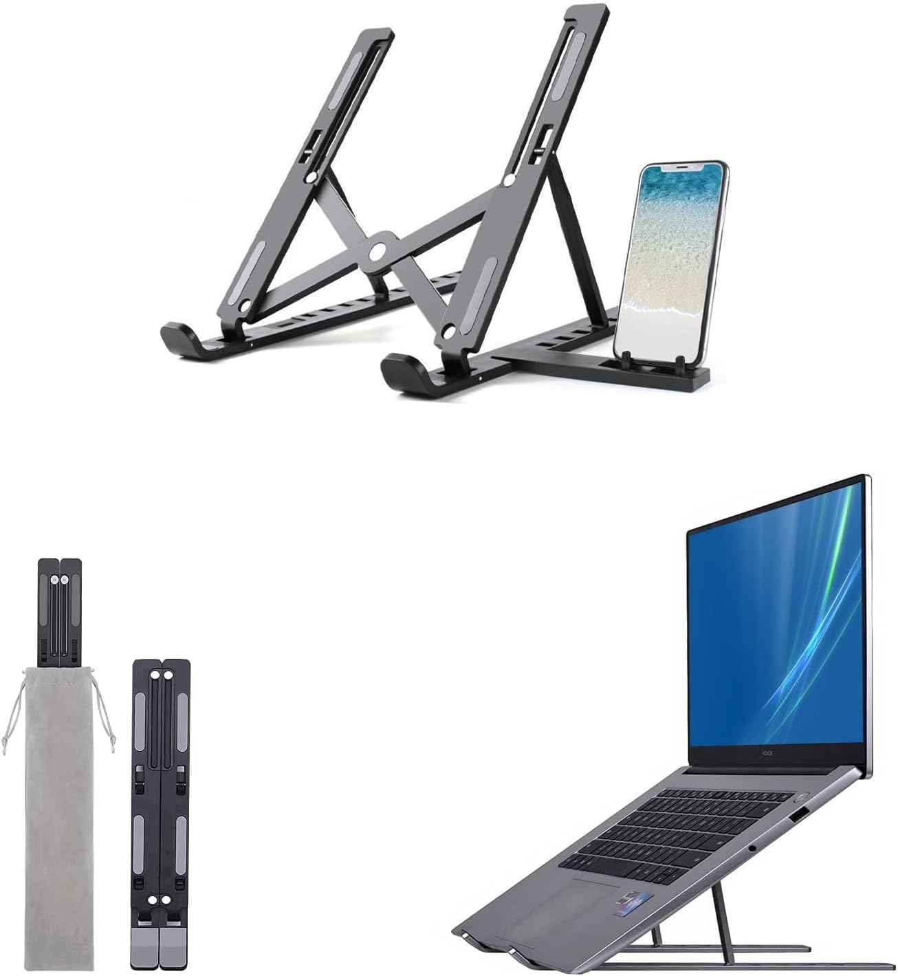 Laptop Stand, Foldable and Ventilated, 10 Levels Adjustment, Ergonomic Cooler Compatible - BD Drop