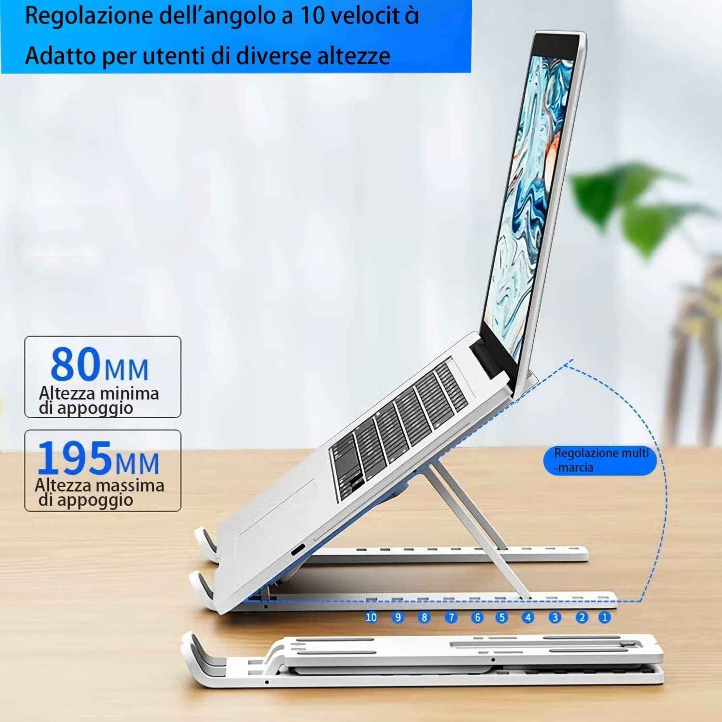 Laptop Stand, Foldable and Ventilated, 10 Levels Adjustment, Ergonomic Cooler Compatible - BD Drop