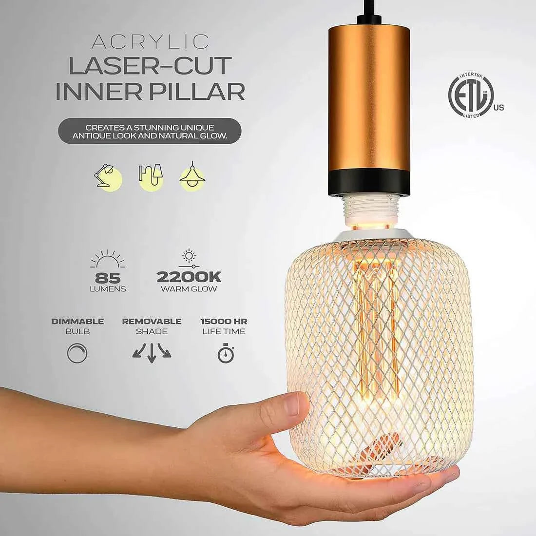 Gold Mesh Drum Lamp - 18.5cm - BD Drop
