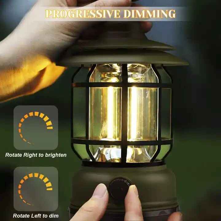 Outdoor Waterproof Camping Light USB Recharge Portable Lanterns Emergency Retro Lamp - BD Drop